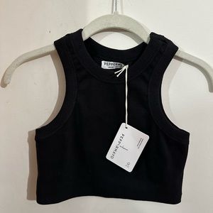 Peppermayo Exclusive Spencer Organic Cotton Rib Tank - Black - US 2 - New!